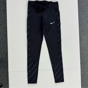 Nike Black Leggings with Polka Dot Detail -